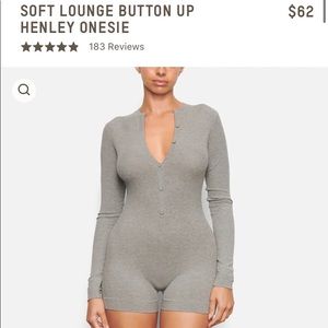 Skims NWT Soft Lounge Button Up Henley Onesie